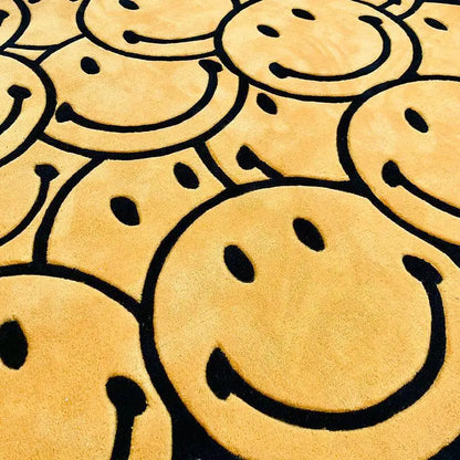 Smiley Face Plush Rug - Irregular Shaped Non-Slip Carpet for Game & Lounge Room