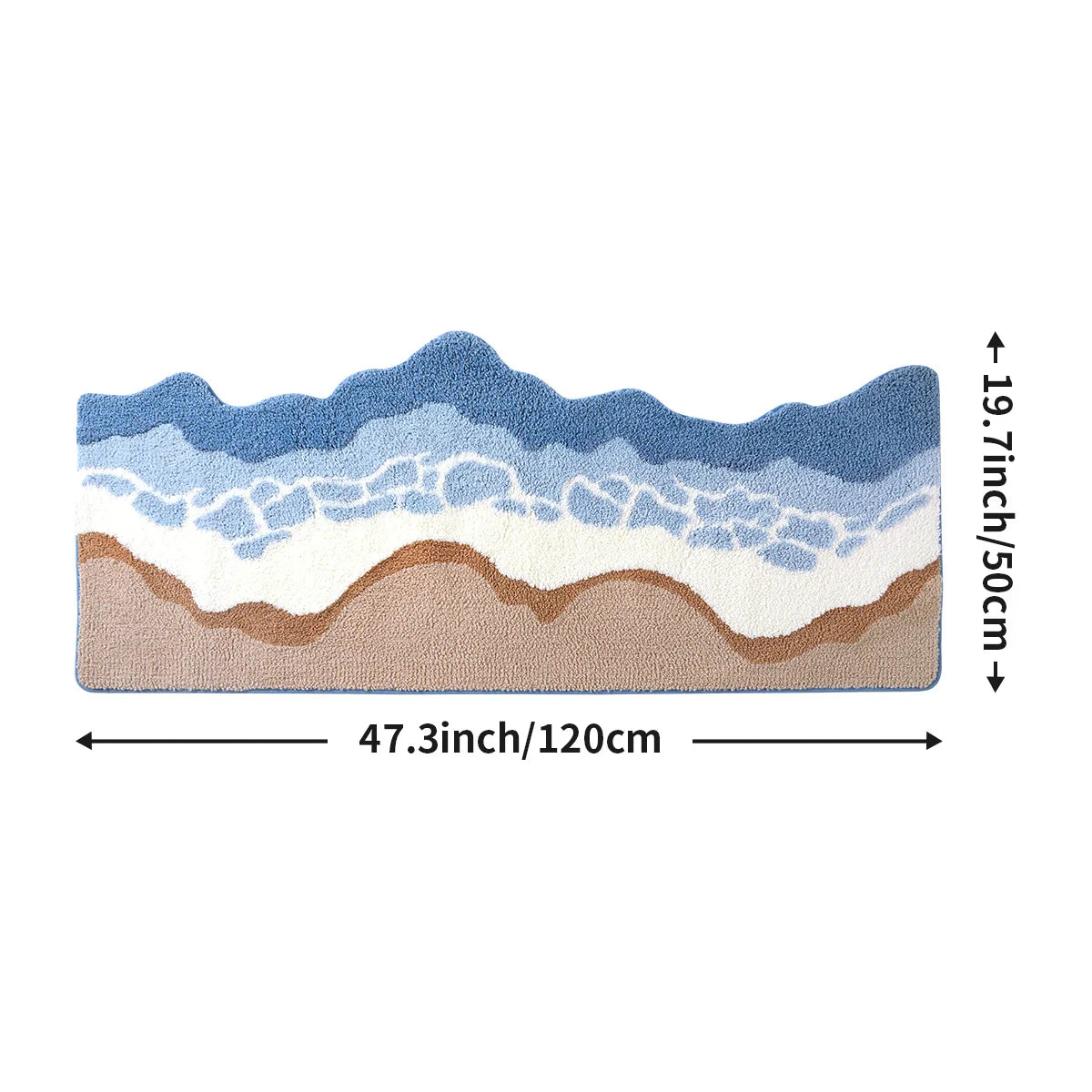Ocean Themed Bath Mat - Soft Faux Cashmere & Non-Slip Rug for Bathroom