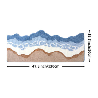 Ocean Themed Bath Mat - Soft Faux Cashmere & Non-Slip Rug for Bathroom