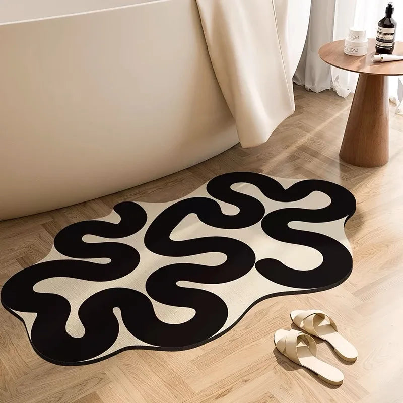 Wave Pattern Anti-Slip Mat - Durable & Absorbent for Bathroom Shower and Kitchen