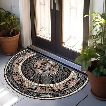 Semi-Circular Outdoor Doormat - Welcome Garden Rug for Entrance & Patio