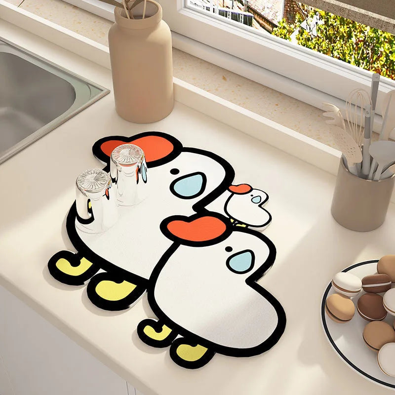 Cartoon Diatomite Bath Mat - Quick-Dry, Absorbent & Non-Slip Kids Bathroom Rug