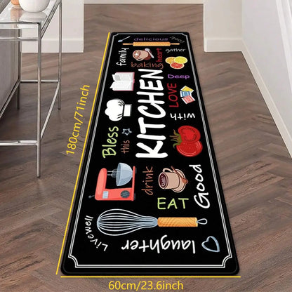 Printed Kitchen Mat (1 or 2-Pack) - Durable & Wear-Resistant Floor Rug