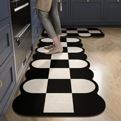Light Luxury Diatomite Kitchen Mat 2-Piece Set - Absorbent & Anti-Slip Runner Rugs
