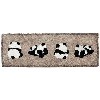 Cute Panda Rug, Faux Cashmere Bedside Carpet, Soft Anti-Slip Nursery Mat, Kids Room Decor, Plush Headboard Carpet for Bedroom