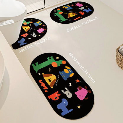 Summer Cartoon Diatomite Bath Mat - Quick-Dry, Absorbent & Non-Slip