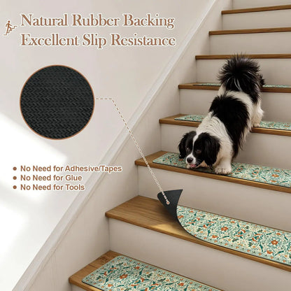 Floral Diatomite Stair Treads - Anti-Slip & Durable Step Mats for Home Decor