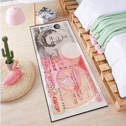 US Dollar Bill Runner Rug - Creative Long Strip Carpet for Hallway & Bedroom