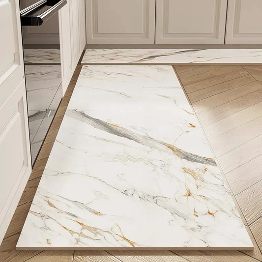 Marble Diatomite Mat 2-Piece Set - Light Luxury, Absorbent & Non-Slip