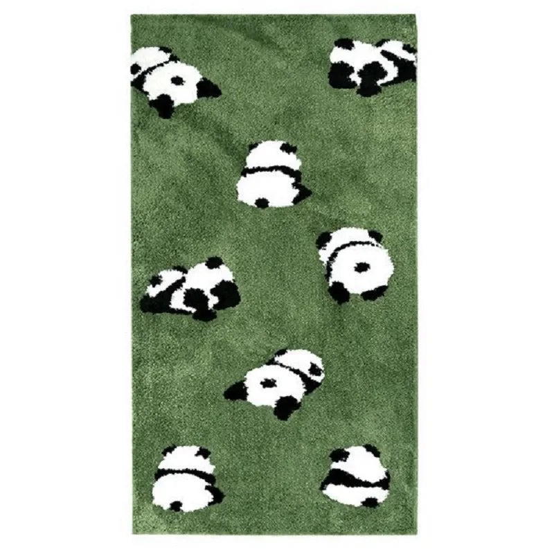 Cute Panda Rug, Faux Cashmere Bedside Carpet, Soft Anti-Slip Nursery Mat, Kids Room Decor, Plush Headboard Carpet for Bedroom