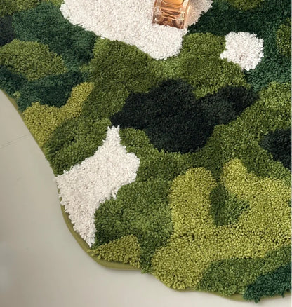 Forest Moss Flocking Bath Mat, Ultra Soft Non-Slip Bathroom Rug, Absorbent Bedside Carpet, Luxury Bedroom Floor Mat for Home Decor