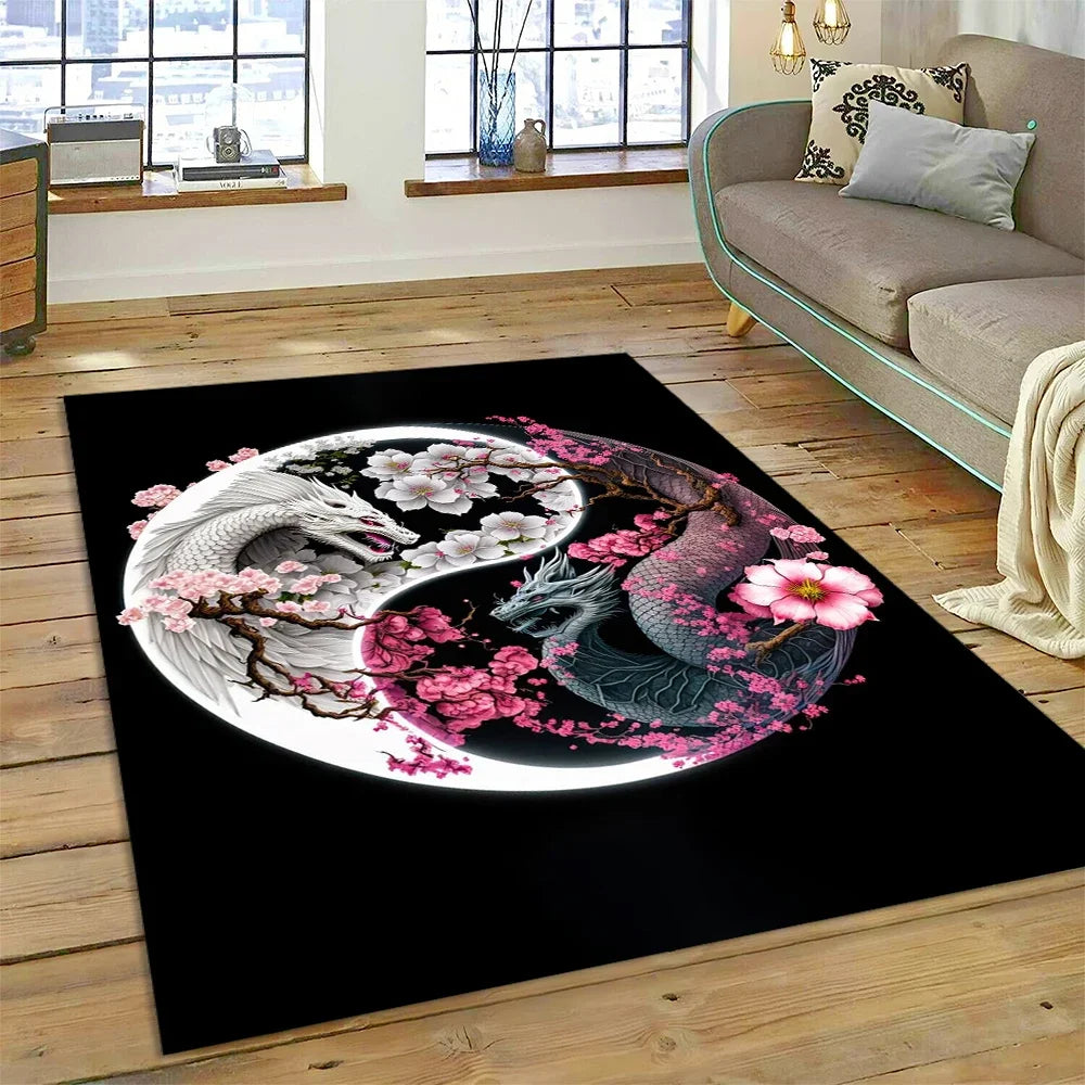 3D Yin Yang Tai Chi Rug - Meditation Area Carpet for Zen Living Room & Bedroom Decor