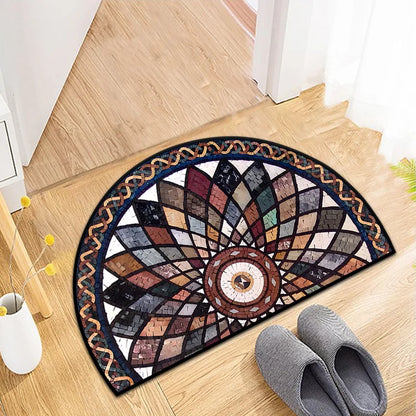 Semi-Circular Outdoor Doormat - Welcome Garden Rug for Entrance & Patio
