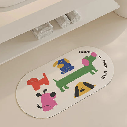 Summer Cartoon Diatomite Bath Mat - Quick-Dry, Absorbent & Non-Slip