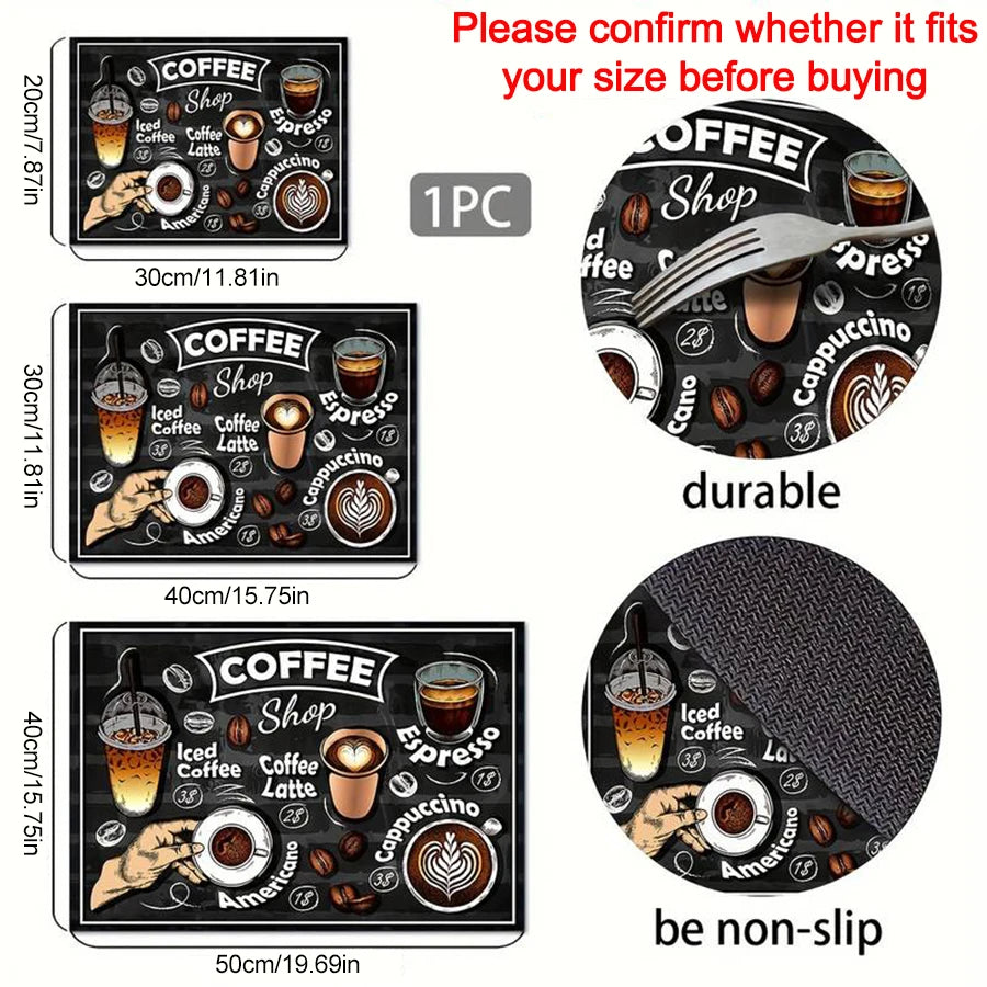 Coffee Machine Mat, Absorbent Counter Protector, Printed Utensil Drying Mat, Kitchen Desktop Drainage Pad, Sink Tray Liner