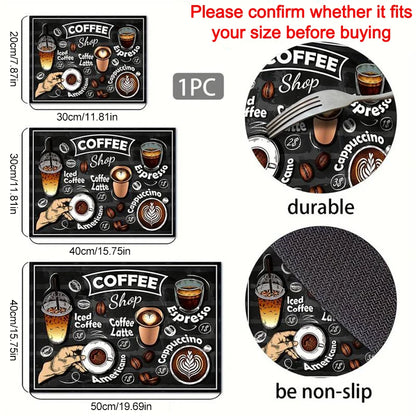 Coffee Machine Mat, Absorbent Counter Protector, Printed Utensil Drying Mat, Kitchen Desktop Drainage Pad, Sink Tray Liner