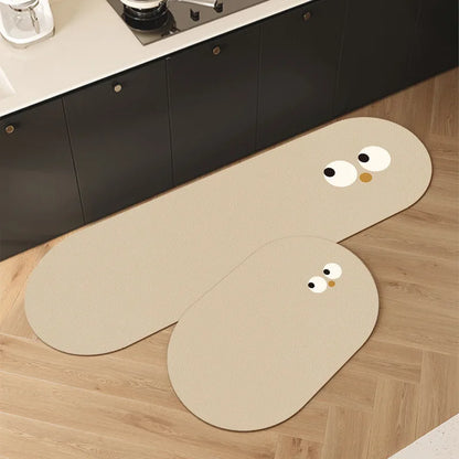 Cartoon Diatomite Kitchen Runner (1 or 2-Pack) - Absorbent & Non-Slip Floor Mat