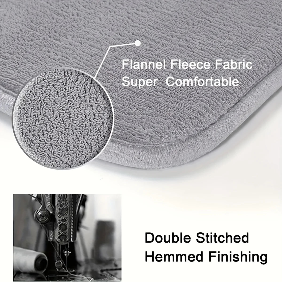 Flannel Bath Mat, Thickened Absorbent Toilet Rug, Non-Slip Printed Floor Mat for Bathroom, Bedroom, and Entrance Decor
