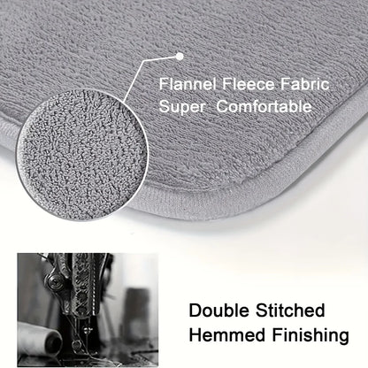 Flannel Bath Mat, Thickened Absorbent Toilet Rug, Non-Slip Printed Floor Mat for Bathroom, Bedroom, and Entrance Decor
