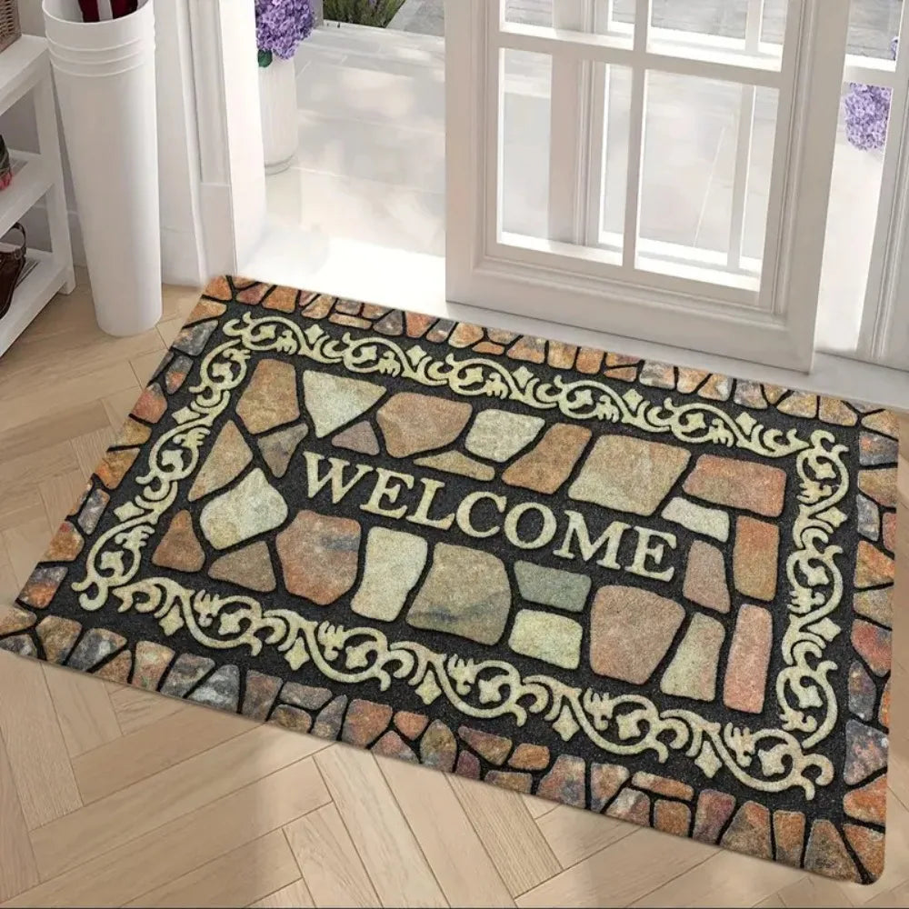Ethnic Semi-Circular Doormat - Non-Slip, Anti-Foul & Easy Clean Welcome Mat