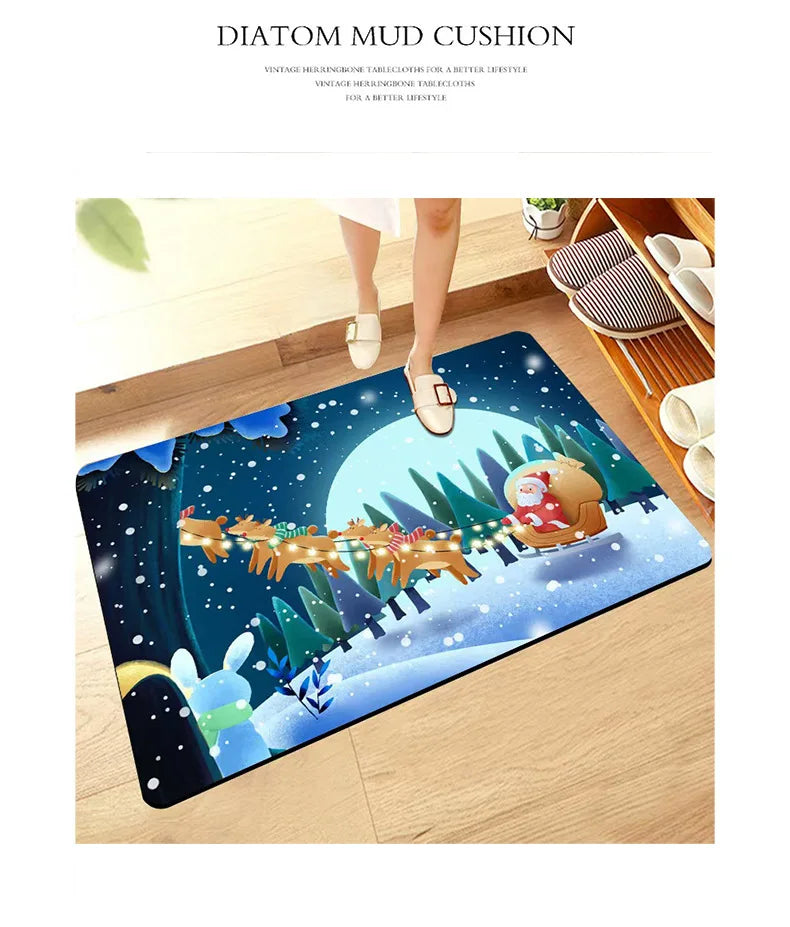 Christmas Diatomite Doormat - Quick-Dry, Absorbent & Non-Slip for Toilet Door