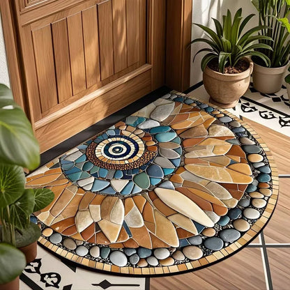 Semi-Circle Crystal Velvet Doormat - Plush, Non-Slip & Wear-Resistant Entrance Mat