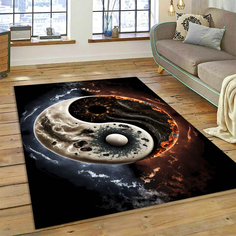 3D Yin Yang Tai Chi Rug - Meditation Area Carpet for Zen Living Room & Bedroom Decor