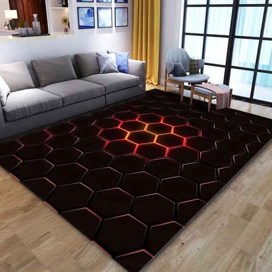 Grid Pattern Washable Rug - Super Soft & Non-Slip Area Carpet for Modern Living Room