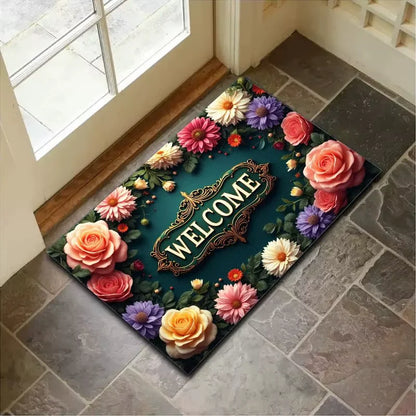 Retro Summer Doormat - Anti-Slip Welcome Mat for Indoor & Outdoor Entrance Decor