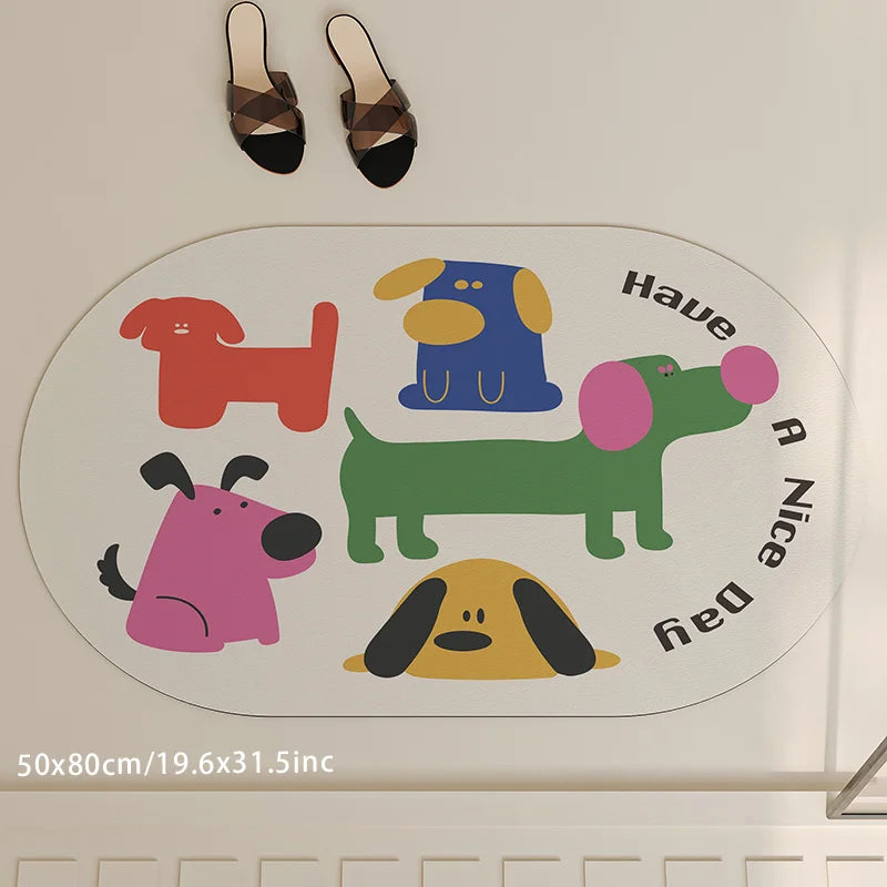 Summer Cartoon Diatomite Bath Mat - Quick-Dry, Absorbent & Non-Slip