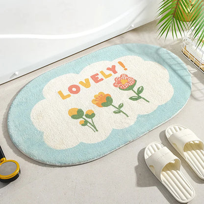 Cute Plant Bath Mat - Slip Resistant & Color-Fast Toilet Foot Rug