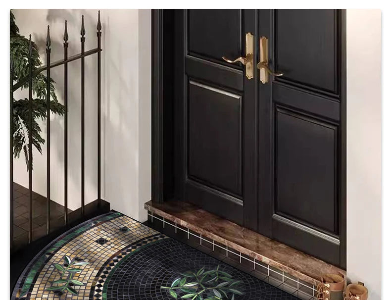 Semi-Circular Marble Doormat - Anti-Slip, Dirt & Wear Resistant Welcome Mat