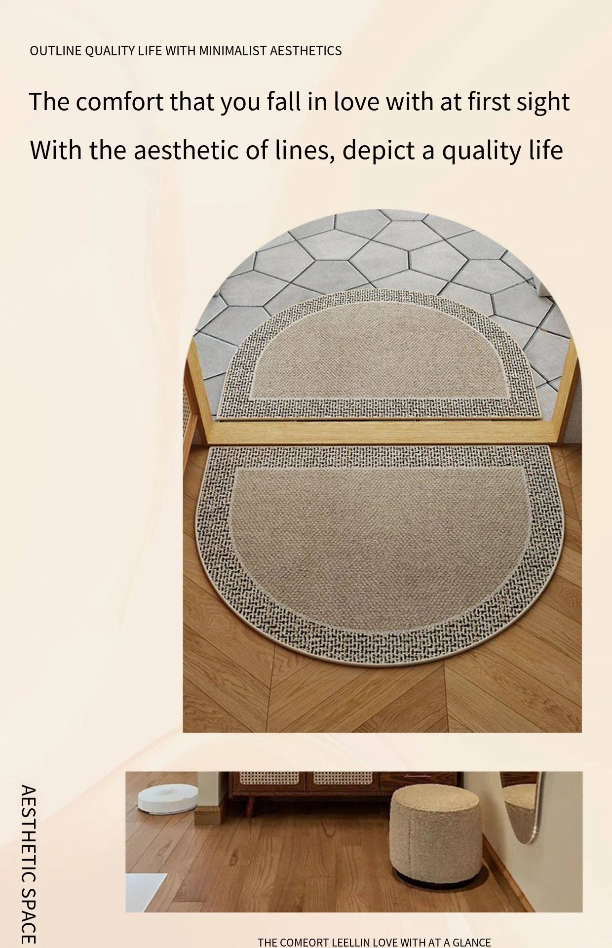 Luxury Half-Moon Velvet Doormat - Waterproof & Non-Slip for Entrance