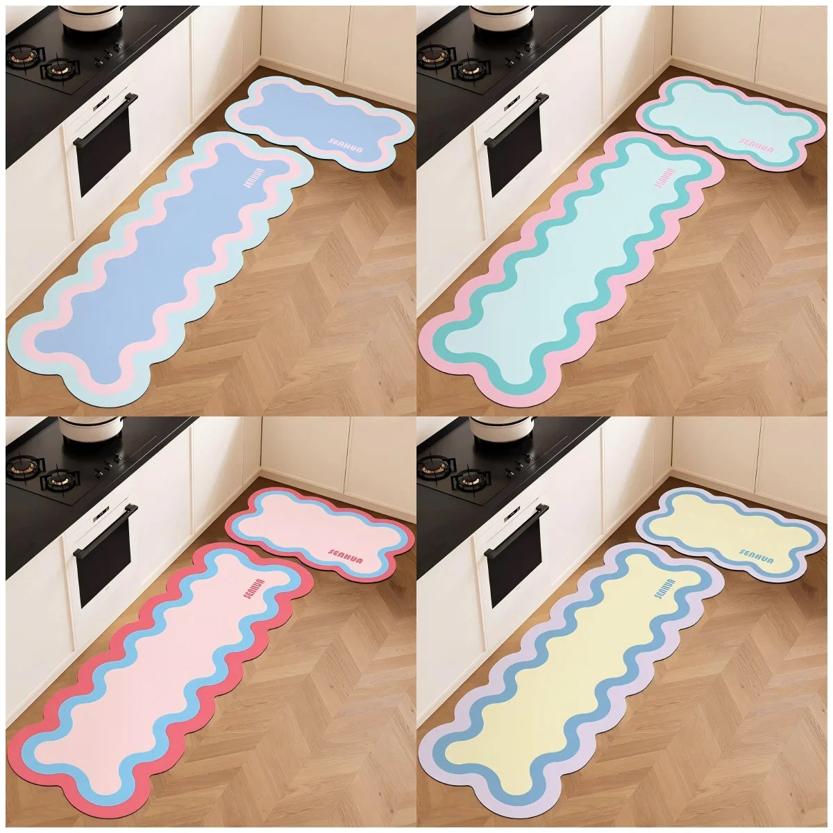 Diatomite Mat 2-Piece Set - Non-Slip & Easy Clean for Kitchen and Bathroom Door