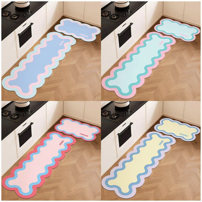 Diatomite Mat 2-Piece Set - Non-Slip & Easy Clean for Kitchen and Bathroom Door