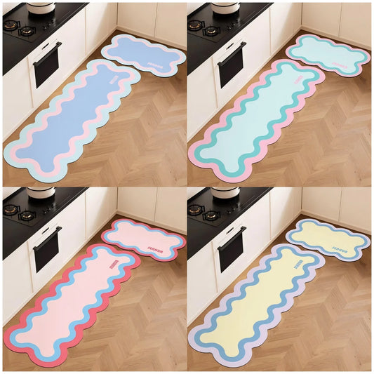 Diatomite Mat 2-Piece Set - Non-Slip & Easy Clean for Kitchen and Bathroom Door