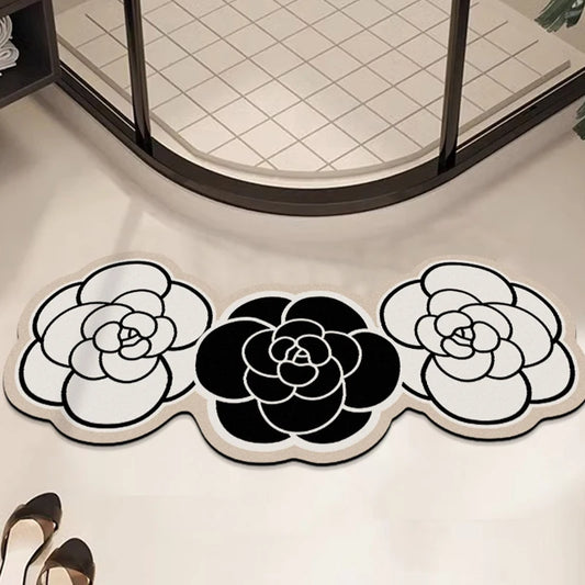 Floral Bath Mat Set of 3 - Absorbent & Non-Slip Bathroom Rugs, Light Luxury Decor