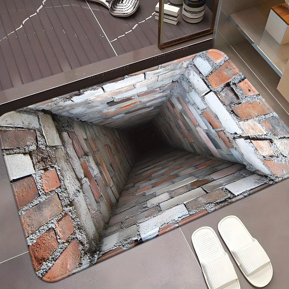 3D Brick Doormat - Non-Slip & Washable Absorbent Rug for Entryway & Bathroom