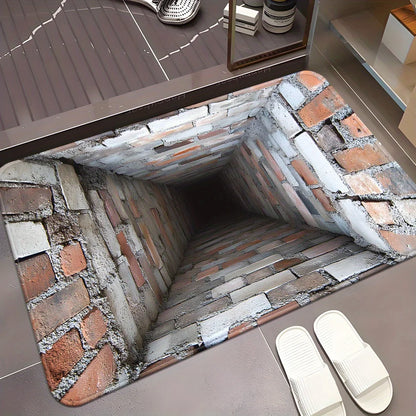 3D Brick Doormat - Non-Slip & Washable Absorbent Rug for Entryway & Bathroom