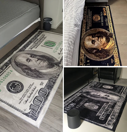 US Dollar Bill Doormat - Novelty Money Print Anti-Slip Mat for Entrance & Man Cave