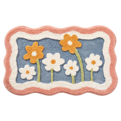 Cute Floral Bath Mat - Super Absorbent, Quick-Dry & Non-Slip Plush Rug