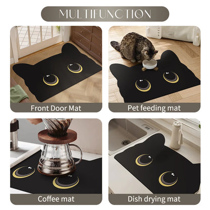 Cute Black Cat Diatom Mud Bath Mat - Quick-Dry, Anti-Skid & Super Absorbent