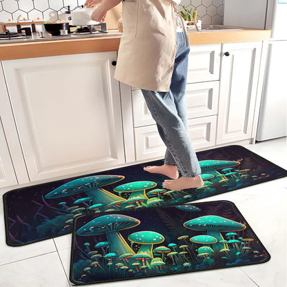 2-Pack Kitchen Rugs and Mats, Non-Slip Washable Floor Mat Set, Stain Resistant Coffee Brown Rugs, Kitchen Sink & Stove Mats