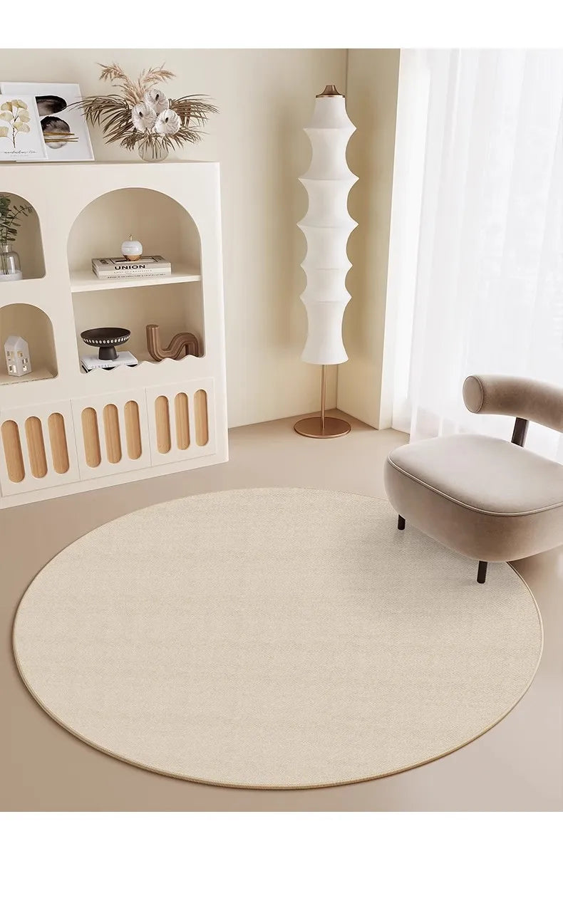 Modern Round Faux Wool Rug - Non-Slip & Washable Area Carpet for Living Room
