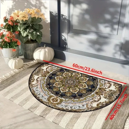 Boho Half-Moon Entryway Rug - Plush Crystal Velvet, Non-Slip & Dirt Resistant