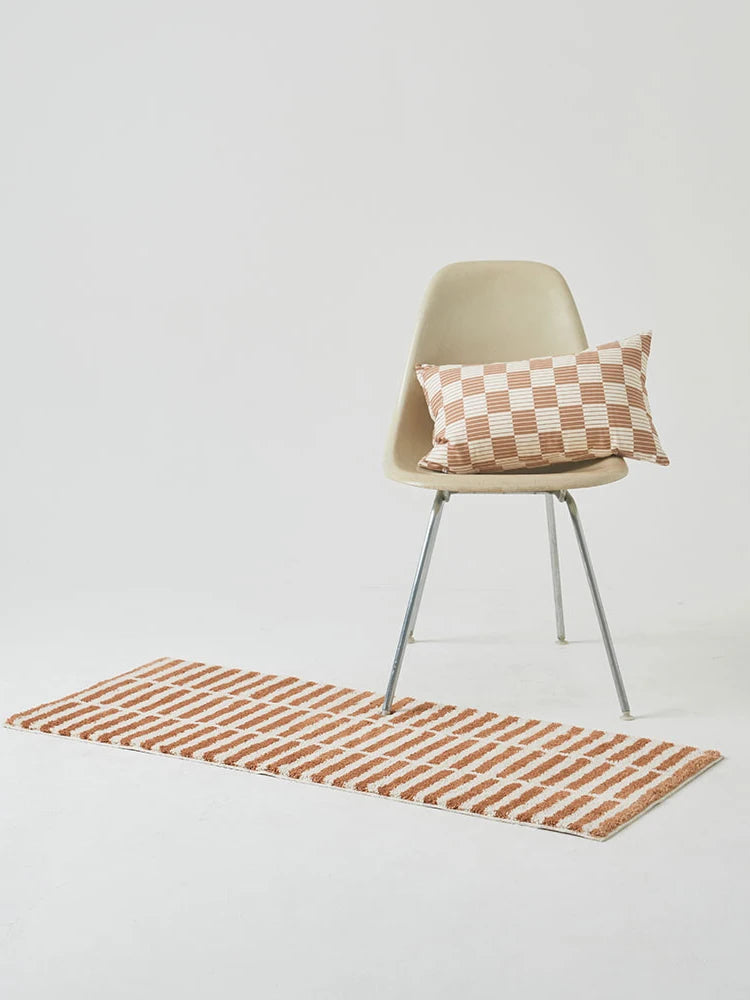 Korean Brick Pattern Rug - Aesthetic Bedside & Nursery Floor Mat for Bedroom