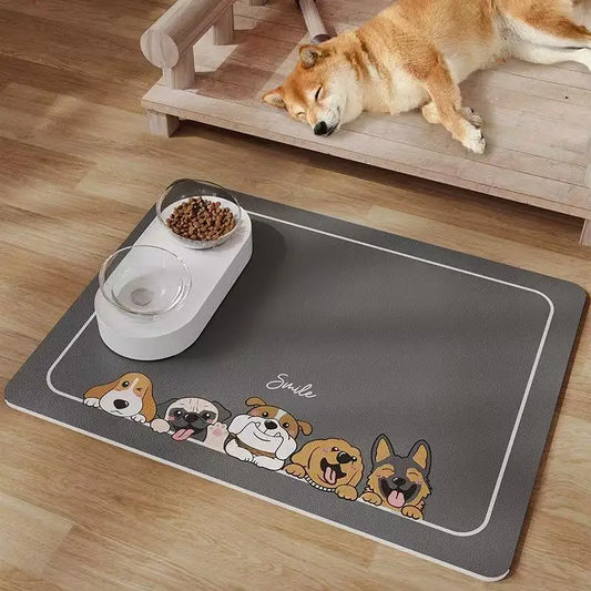 Diatomite Pet Feeding Mat - Absorbent, Leak-Proof & Easy Wipe Clean Tray