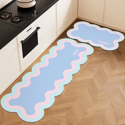 Diatomite Mat 2-Piece Set - Non-Slip & Easy Clean for Kitchen and Bathroom Door