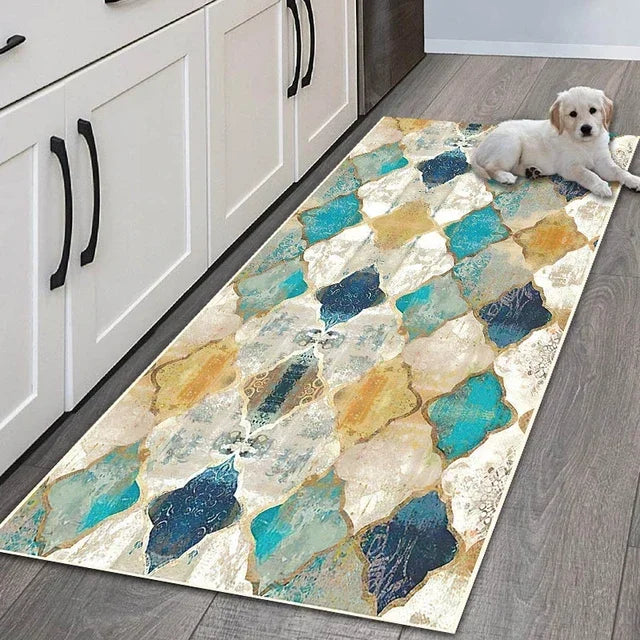 Geometric Area Rug - Non-Slip & Durable for Living Room, Hallway & Entrance