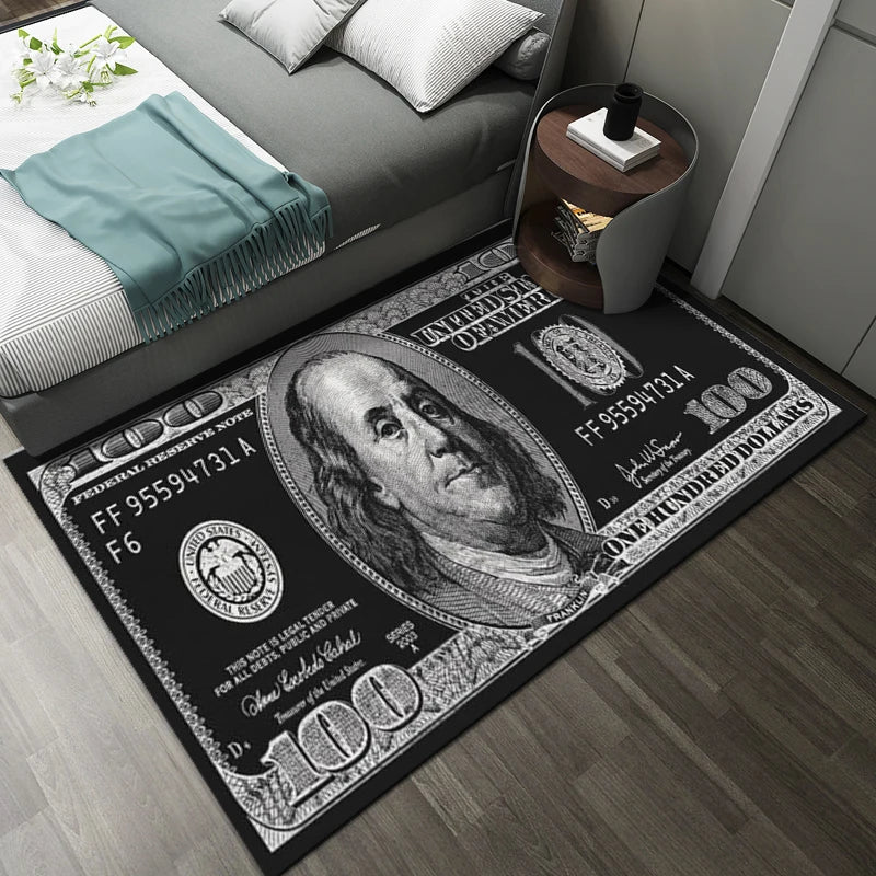 US Dollar Bill Doormat - Novelty Money Print Anti-Slip Mat for Entrance & Man Cave